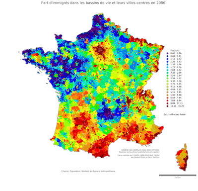 Part d'immigrés - bv2006
Mots-clés: immigration;classes populaires;bassins de vie