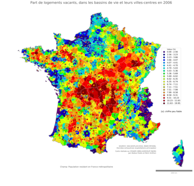 Part de logements vacants - bv2006
Mots-clés: résidence et logement;bassins de vie