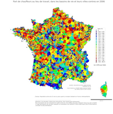 Part de chauffeurs au lieu de travail - bv2006
Mots-clés: profession;lieu de travail;classes populaires;bassins de vie