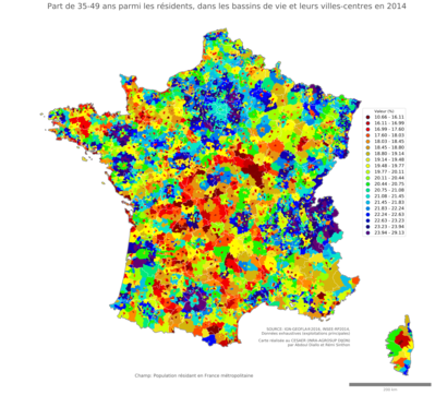 Part de 35'49 ans parmi les résidents - bv2014
Mots-clés: âge;bassins de vie