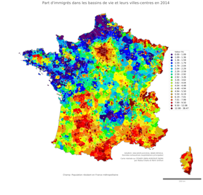 Part d'immigrés - bv2014
Mots-clés: immigration;classes populaires;bassins de vie