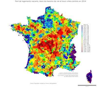 Part de logements vacants - bv2014
Mots-clés: résidence et logement;bassins de vie