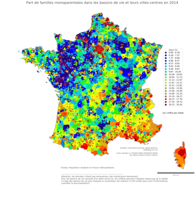 Part de familles monoparentales - bv2014
Mots-clés: famille et enfants;conditions d-existence;bassins de vie