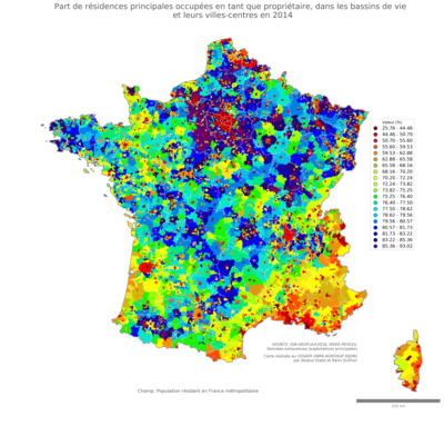 Part de résidences principales occupées en tant que propriétaire - bv2014
Mots-clés: résidence et logement;conditions d-existence;bassins de vie