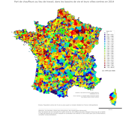 Part de chauffeurs au lieu de travail - bv2014
Mots-clés: profession;lieu de travail;classes populaires;bassins de vie