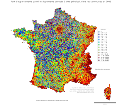 Part d'appartements parmi les logements occupés à titre principal - com2006
Mots-clés: résidence et logement;conditions d-existence;communes