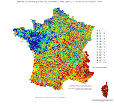 Part de résidences principales occupées à titre gratuit - com2006
Mots-clés: résidence et logement;conditions d-existence;communes