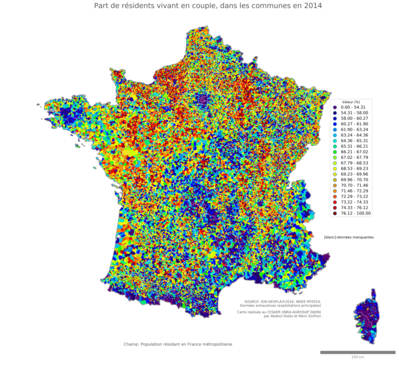 Part de résidents vivant en couple - com2014
Mots-clés: couple;communes